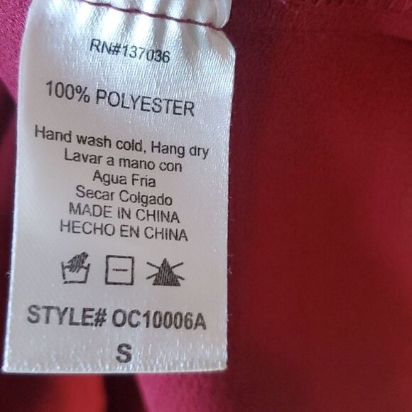 ANTHROPOLOGIE PAPER CRANE TOP BURGUNDY FLOUNCY TANK SPAGHETTI STRAPS SMALL - Picture 3 of 6